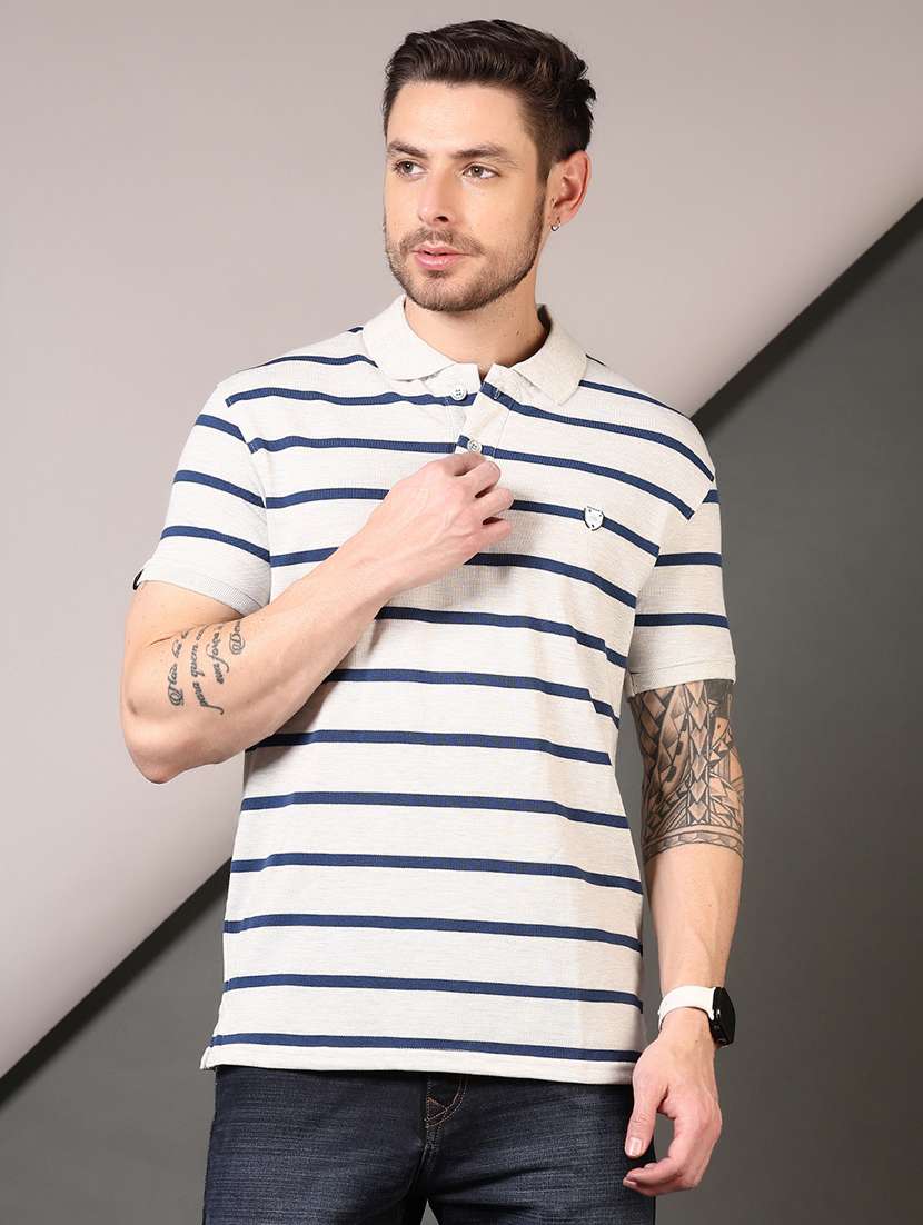 men striped short sleeves polo t-shirt - 21708377 -  Standard Image - 1