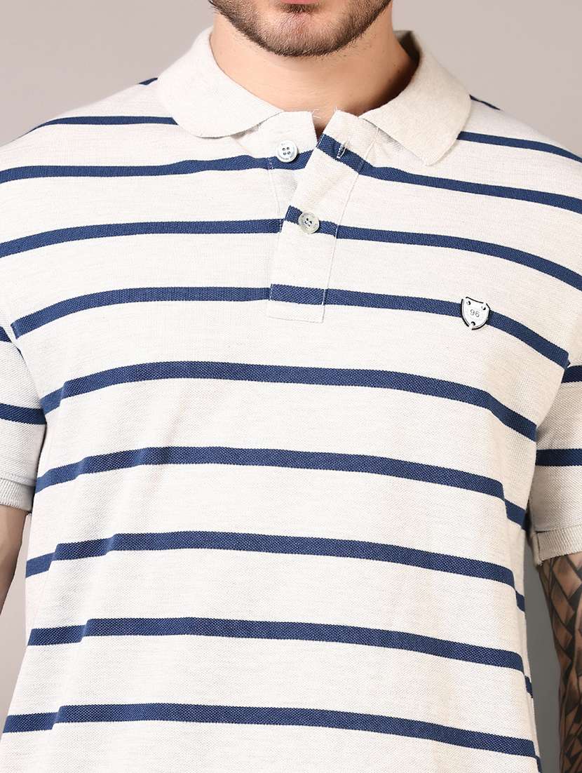 men striped short sleeves polo t-shirt - 21708377 - Standard Image - 4