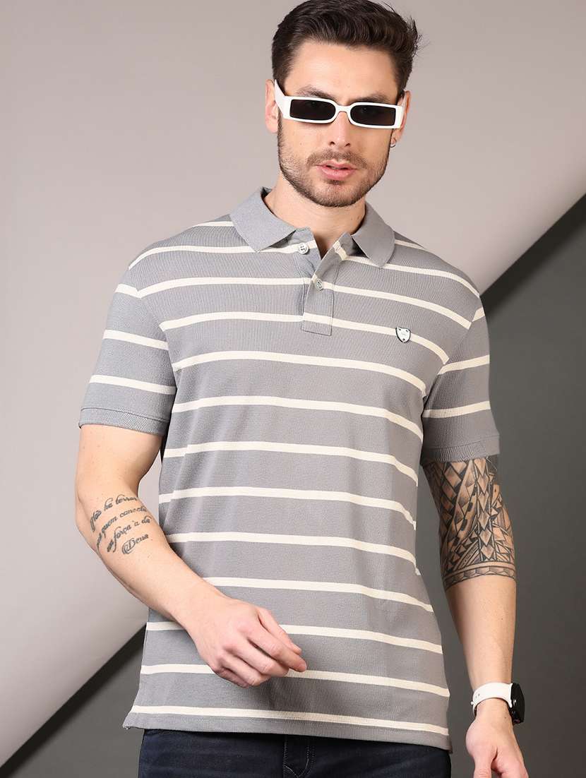 men striped short sleeves polo t-shirt - 21708378 -  Standard Image - 1