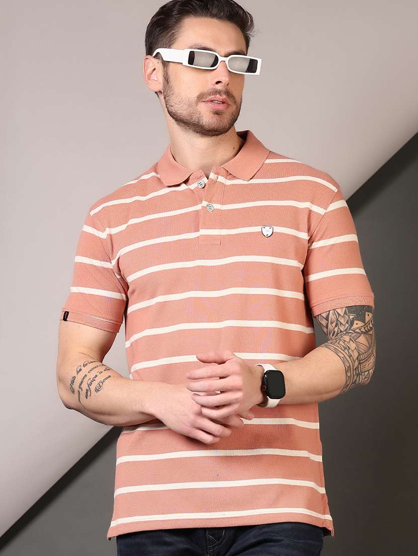 men striped short sleeves polo t-shirt - 21708380 -  Standard Image - 1