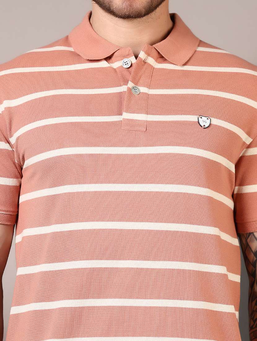 men striped short sleeves polo t-shirt - 21708380 -  Standard Image - 4