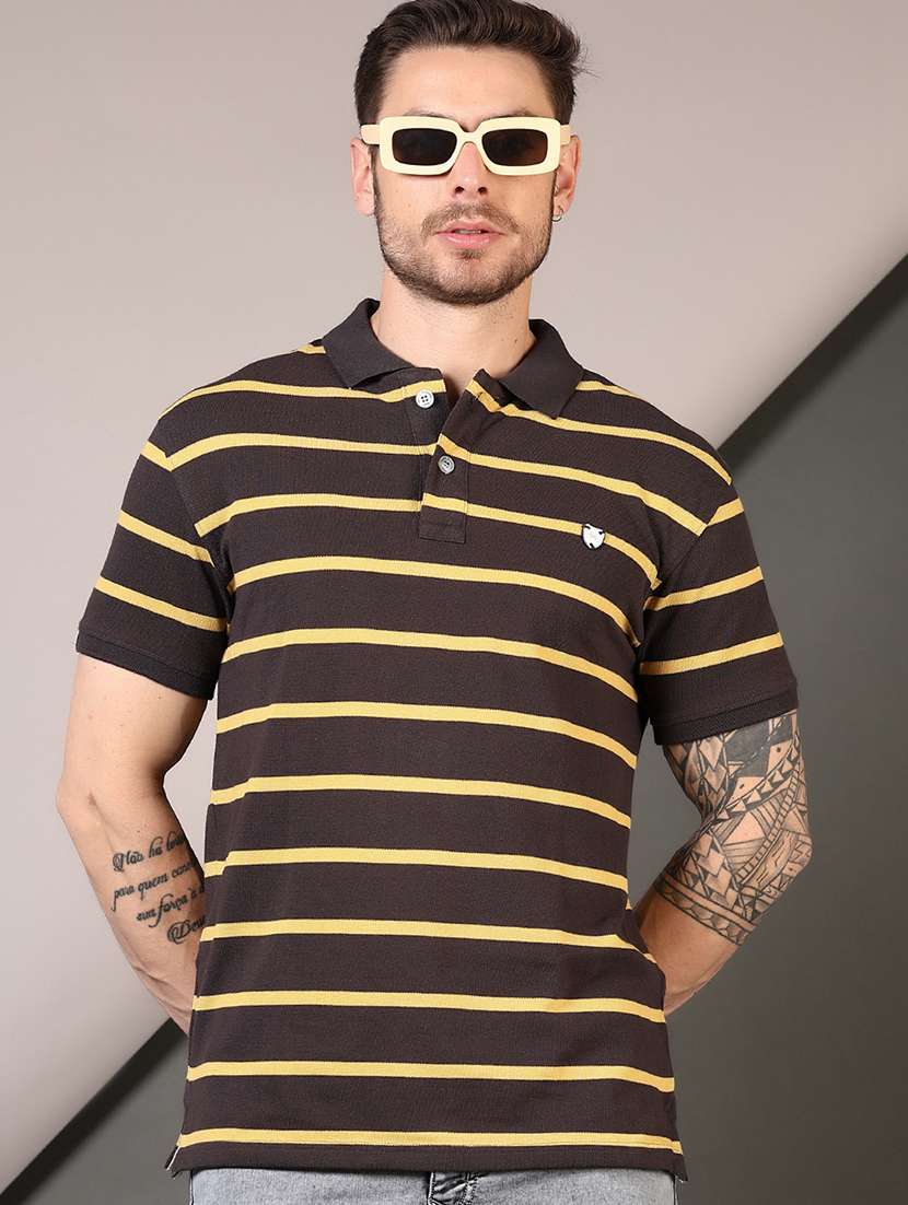 men striped short sleeves polo t-shirt - 21708381 -  Standard Image - 1