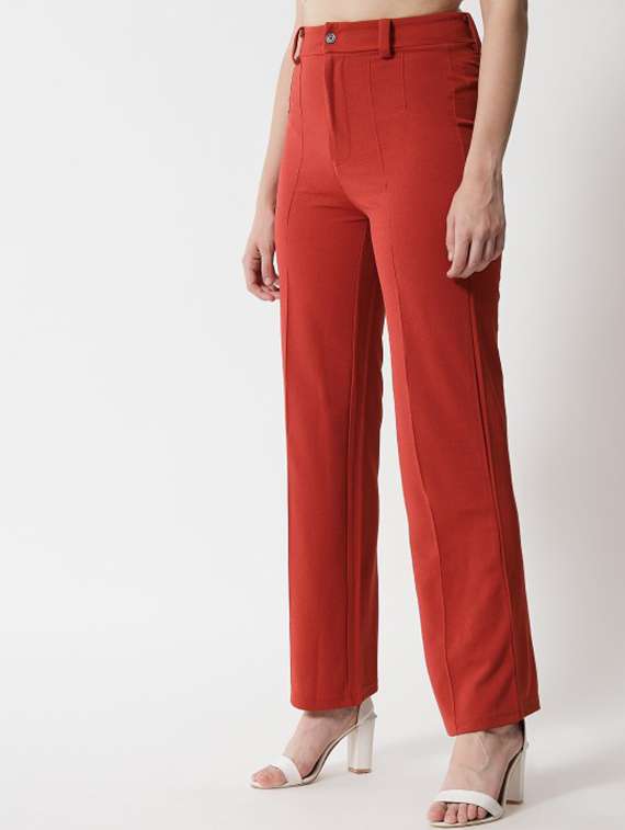women high rise solid tailored pant - 21708389 -  Standard Image - 1