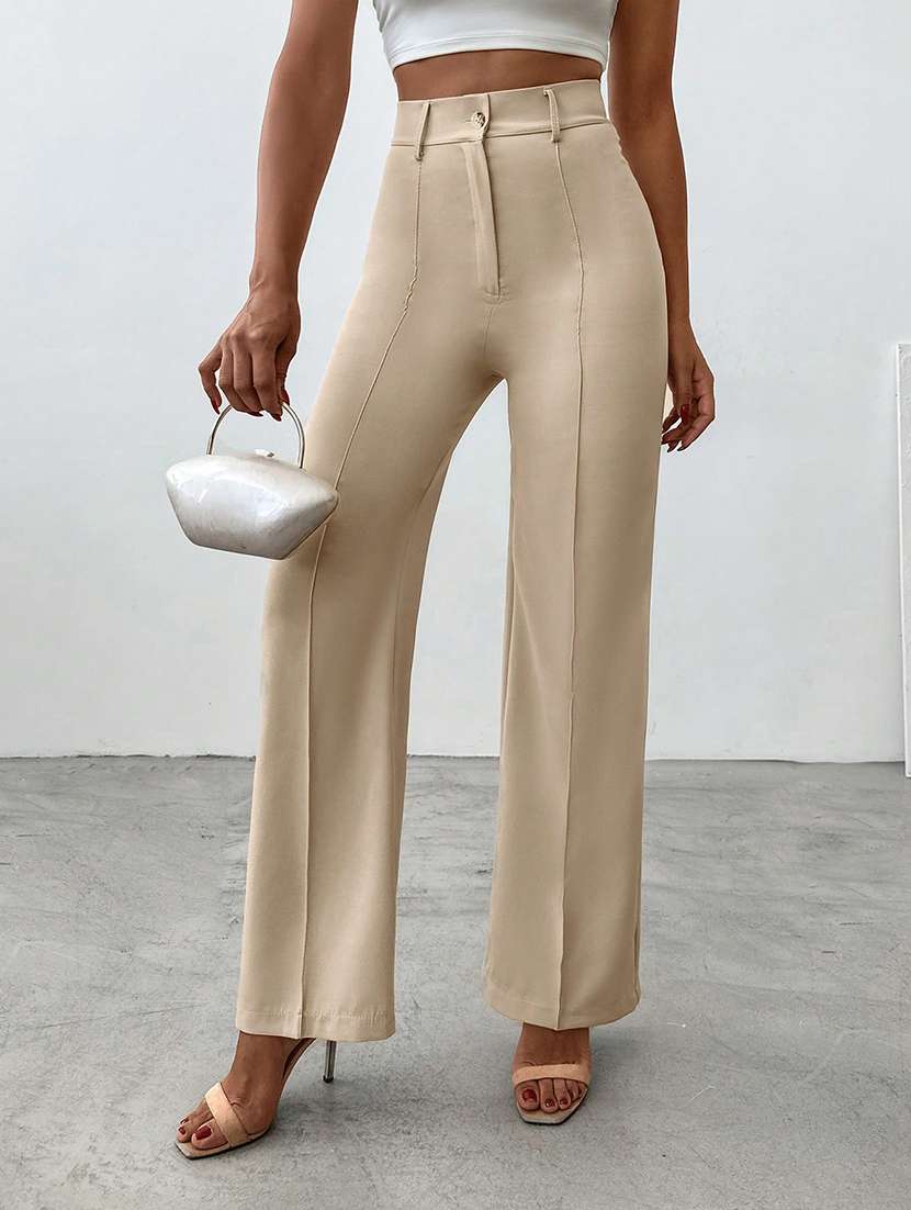 women high rise solid tailored pant - 21708393 -  Standard Image - 1