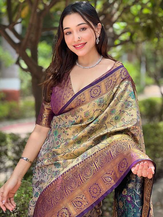 women self design dharmavaram saree with blouse - 21708431 -  Standard Image - 1