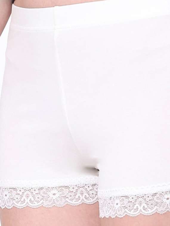 women mid rise solid lace detailed loungewear shorts - 21708568 -  Standard Image - 4