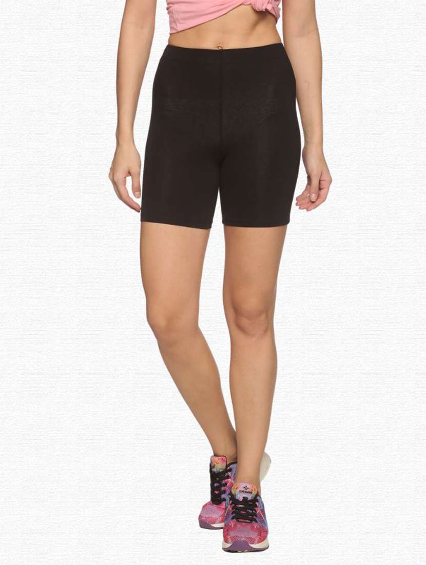 women mid rise solid cycling shorts - 21708580 - Zoom Image - 0