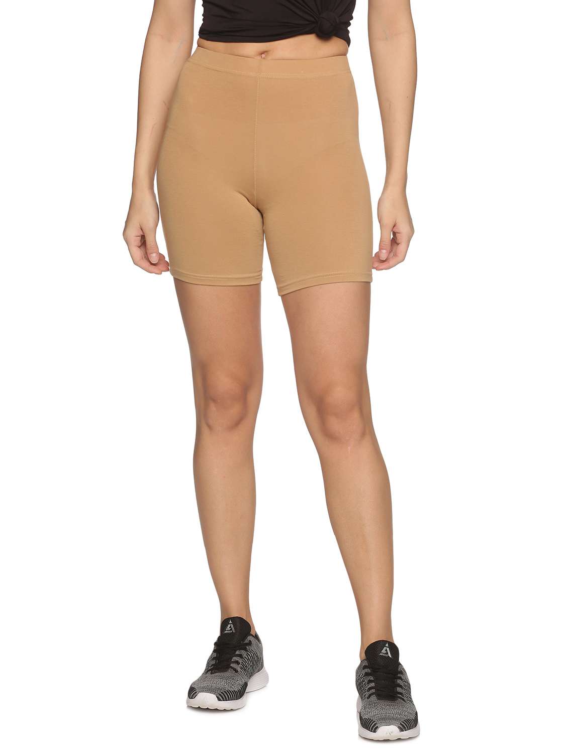 women mid rise solid cycling shorts 