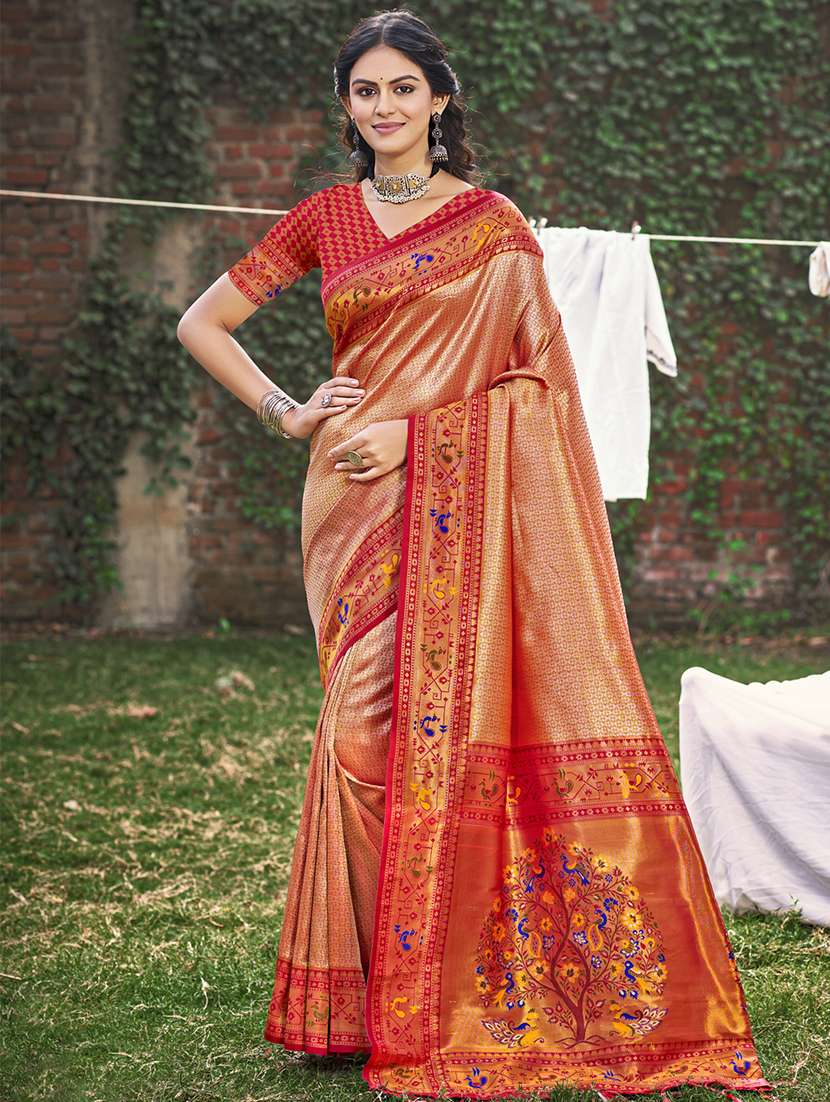 women self design paithani saree with blouse