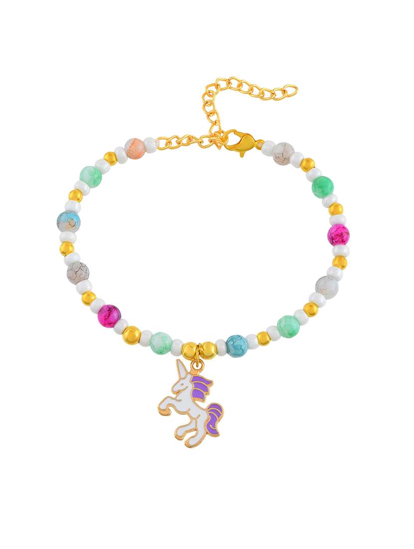 women multi color pearl beaded link bracelets - 21709021 -  Standard Image - 1