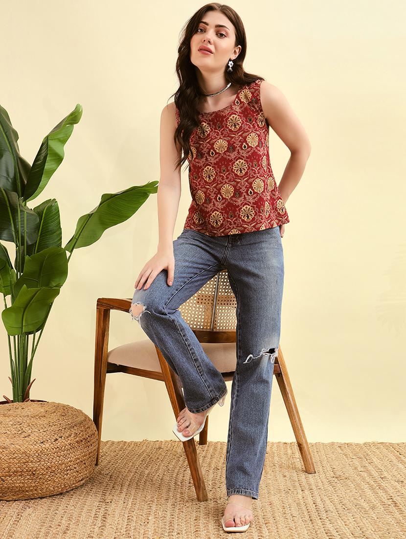 women floral printed round neck regular top - 21709137 - Standard Image - 4