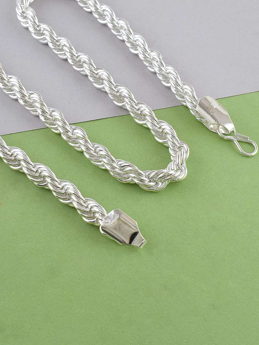 men silver plated rope style chain necklace - 21709144 -  Standard Image - 1