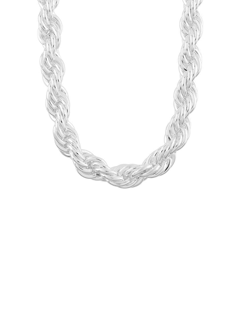 men silver plated rope style chain necklace - 21709144 -  Standard Image - 4