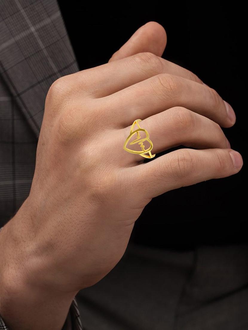 gold plated adjustable loop finger ring - 21709292 - Standard Image - 4