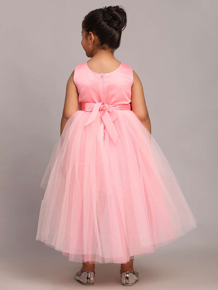 girls embellished round neck high low frock - 21709306 - Standard Image - 4