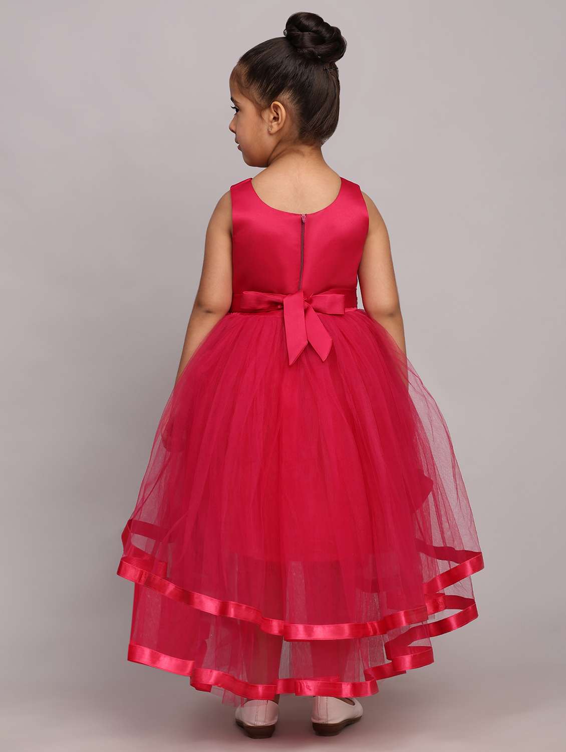 girls solid sleeveless high low frock - 21709356 -  Standard Image - 4