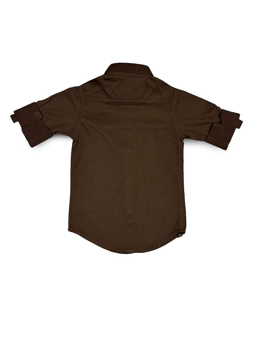 boys solid roll up sleeves shirt - 21709378 -  Standard Image - 1