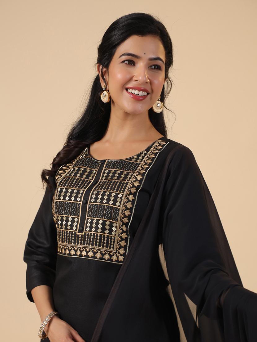 women three quarter sleeve kurta pant with dupatta set - 21709505 - Standard Image - 4