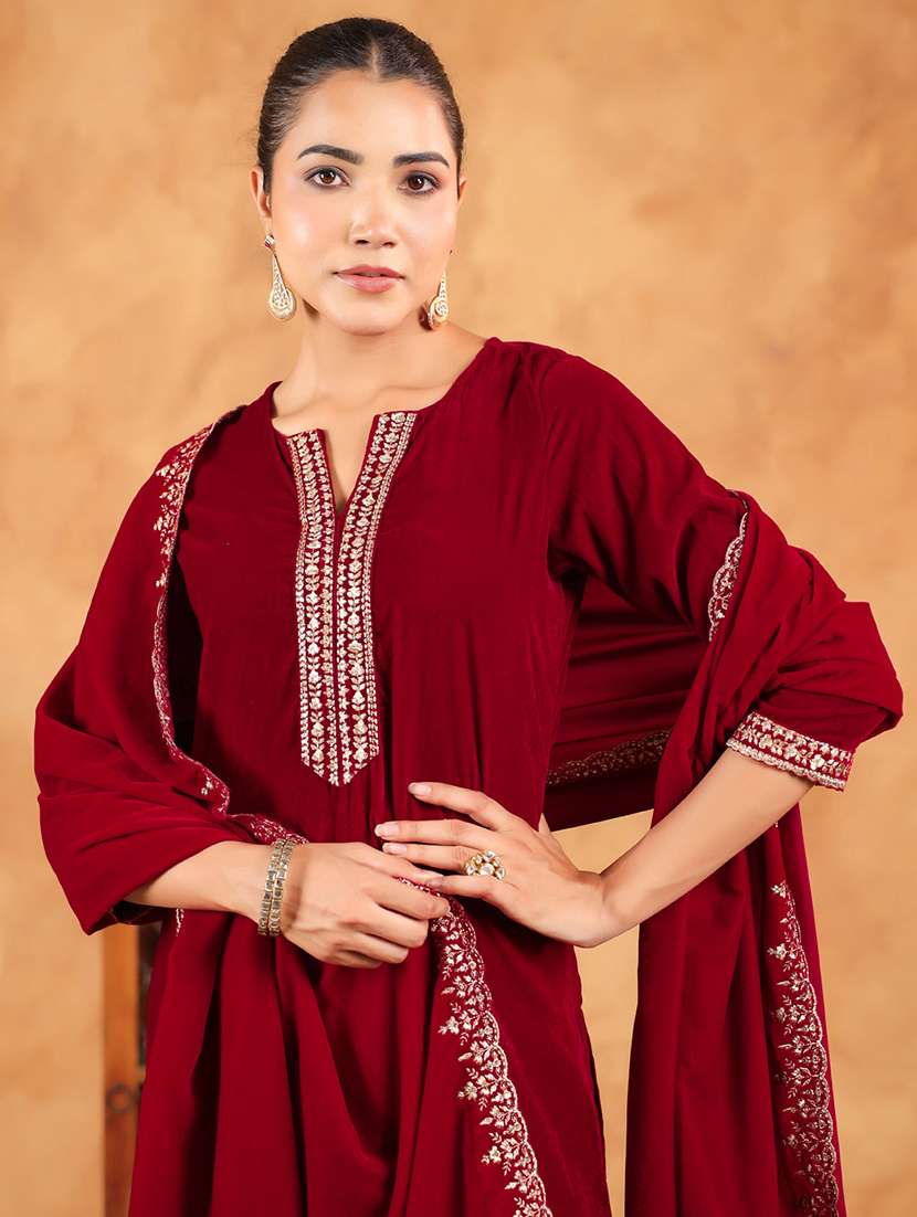 women three quarter sleeve kurta pant with dupatta set - 21709510 - Standard Image - 4