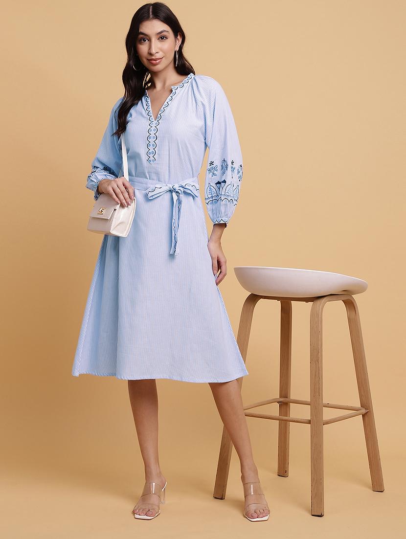 women embroidered puff sleeves a-line dress - 21709538 - Zoom Image - 0
