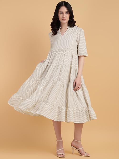 women checkered puff sleeves tiered dress - 21709544 - Standard Image - 0