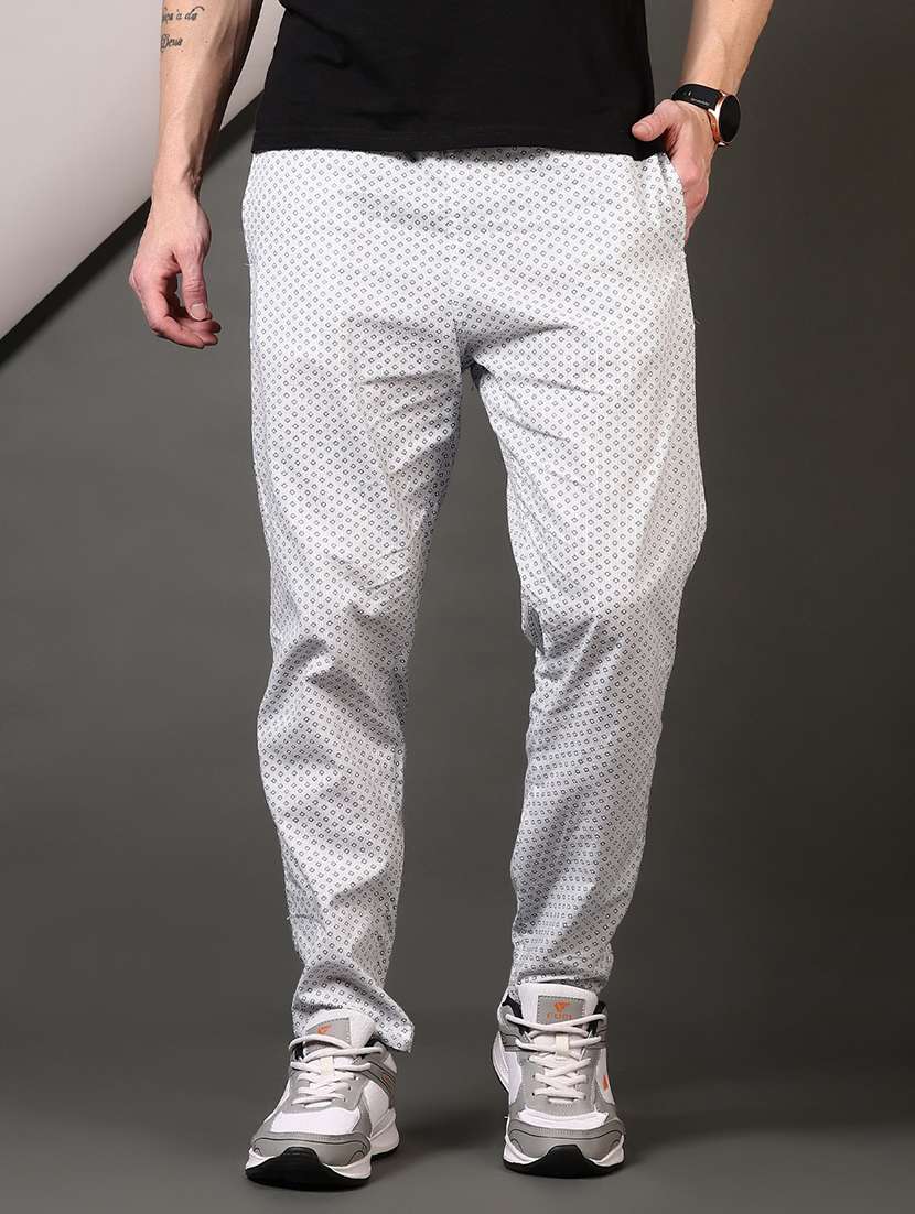 men white printed ankle length track pant - 21709588 -  Standard Image - 1