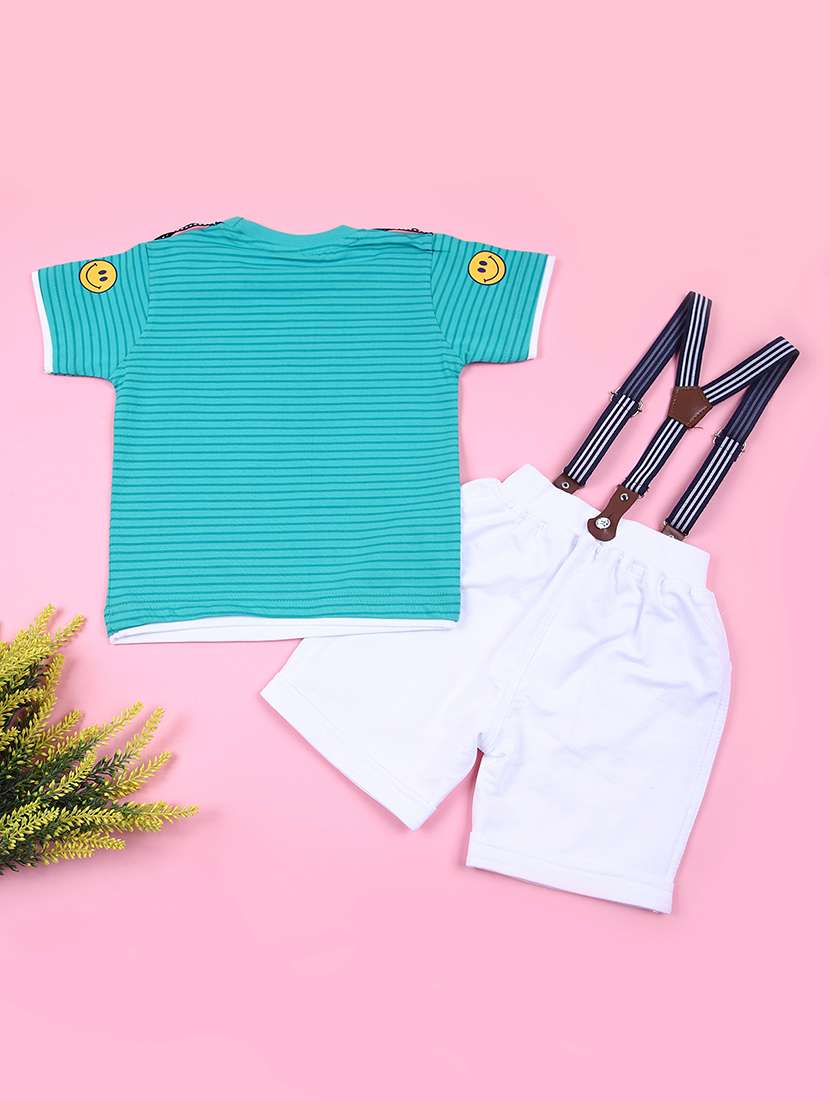 boys printed t-shirt and short set with suspender - 21709603 -  Standard Image - 1