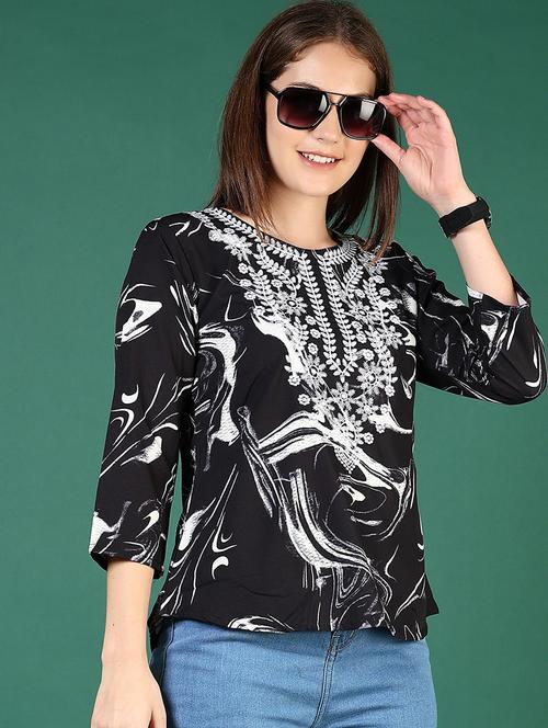women printed round neck regular top - 21709646 - Standard Image - 0