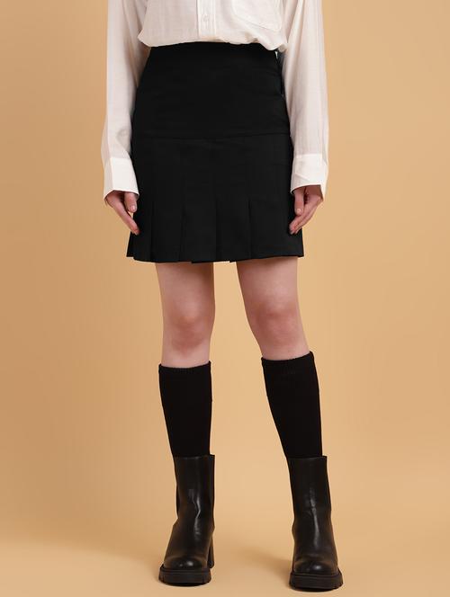women solid high rise pleated skirt - 21709683 - Standard Image - 0