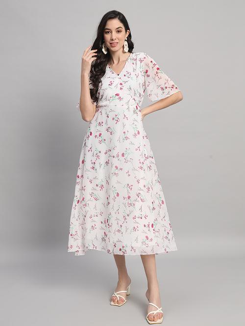 women floral print bell sleeves fit & flare dress - 21709701 -  Standard Image - 0