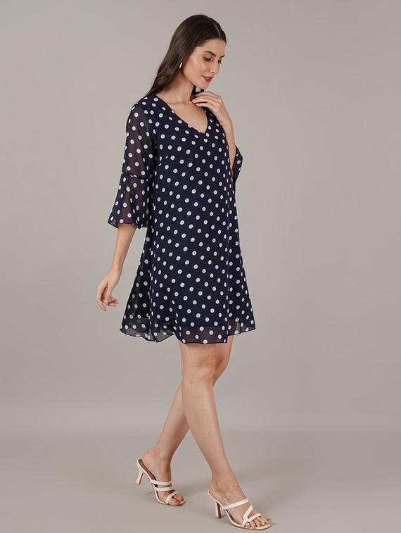 women polka doted bell sleeves a-line dress - 21709707 - Standard Image - 1