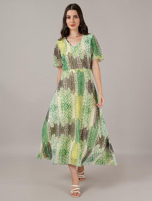 women printed short sleeves a-line dress - 21709708 - Standard Image - 0