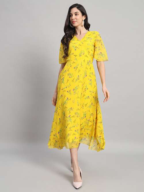 women floral print bell sleeves fit & flare dress - 21709714 - Standard Image - 0