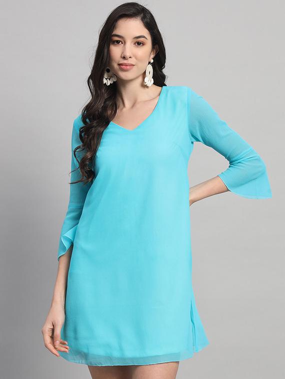 women solid bell sleeves a-line dress - 21709720 - Zoom Image - 0