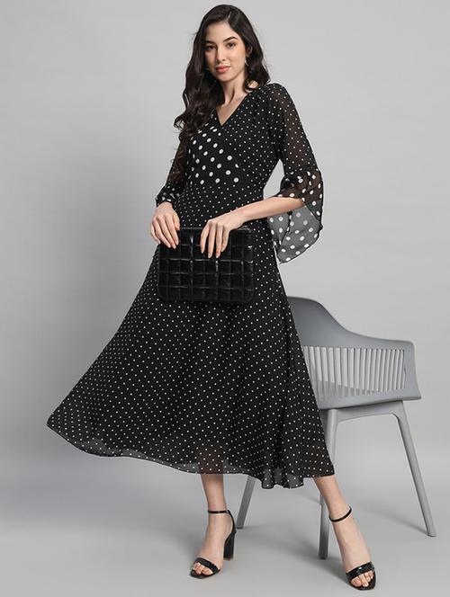 women polka doted bell sleeves a-line dress - 21709727 -  Standard Image - 0