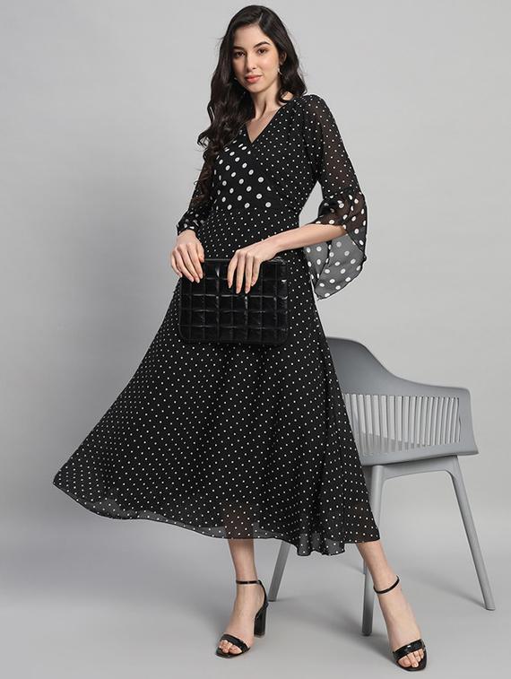 women polka doted bell sleeves a-line dress - 21709727 -  Zoom Image - 0