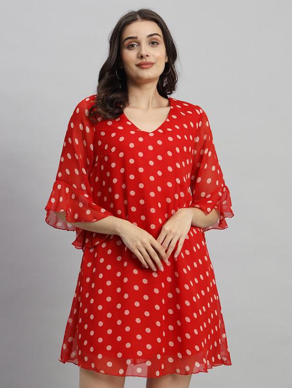 women polka doted bell sleeves a-line dress - 21709729 -  Zoom Image - 0