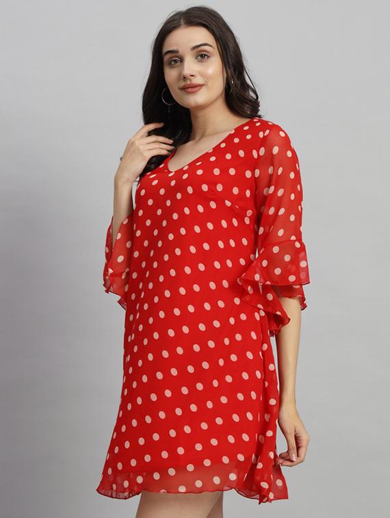 women polka doted bell sleeves a-line dress - 21709729 -  Standard Image - 1