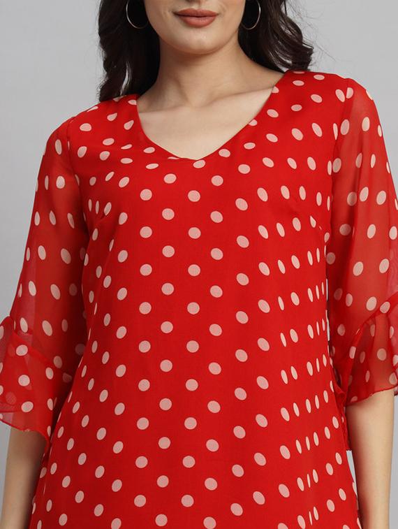 women polka doted bell sleeves a-line dress - 21709729 - Standard Image - 4