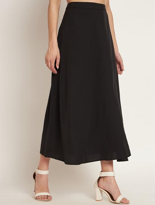 women solid high rise flared high slit skirt - 21709769 -  Standard Image - 0
