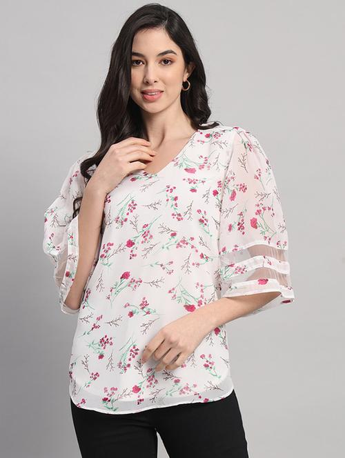 women floral print puff sleeves regular top - 21709772 - Standard Image - 0