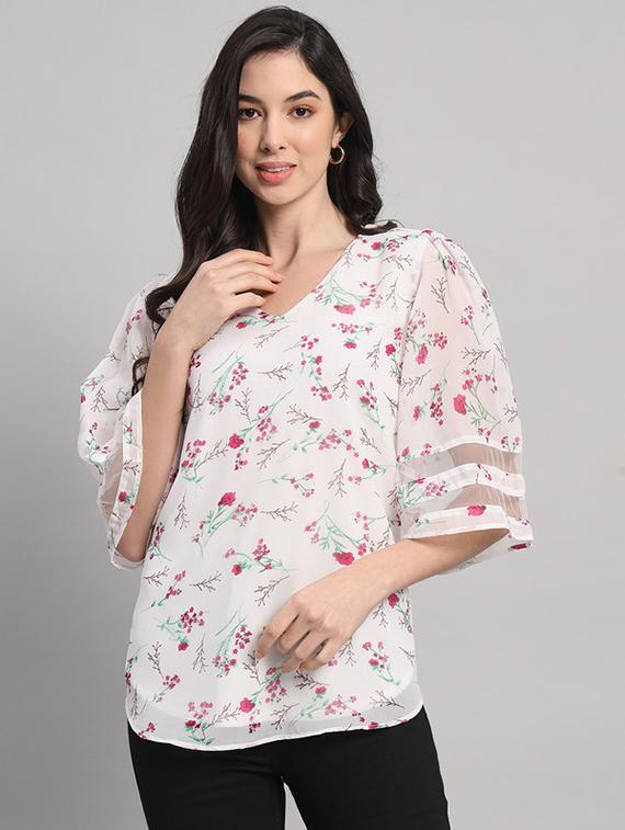 women floral print puff sleeves regular top - 21709772 - Zoom Image - 0