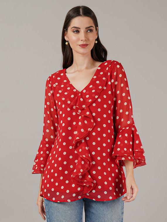 women polka doted bell sleeves regular top - 21709774 -  Zoom Image - 0