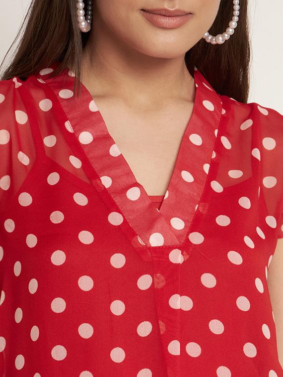 women polka doted short sleeves regular top - 21709775 - Standard Image - 4