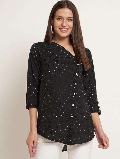 women polka doted asymmetric neck regular top - 21709776 -  Standard Image - 0