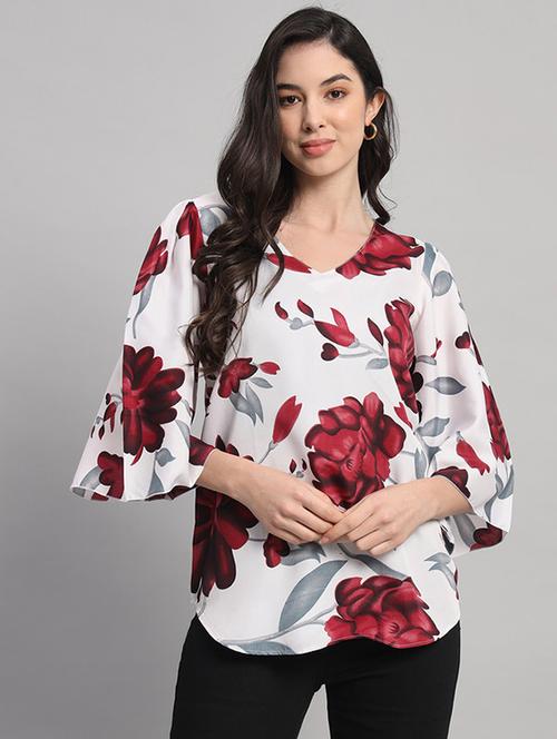 women floral print puff sleeves regular top - 21709782 -  Standard Image - 0