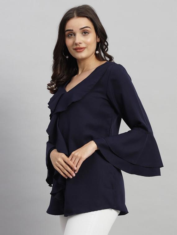 women solid bell sleeves regular top - 21709789 -  Standard Image - 1
