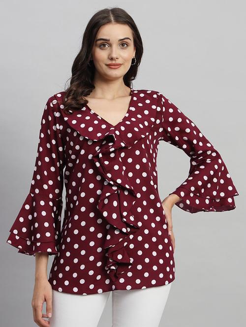 women polka doted bell sleeves regular top - 21709790 - Standard Image - 0