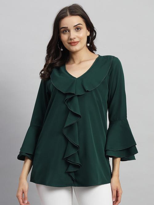 women solid bell sleeves regular top - 21709792 -  Standard Image - 0