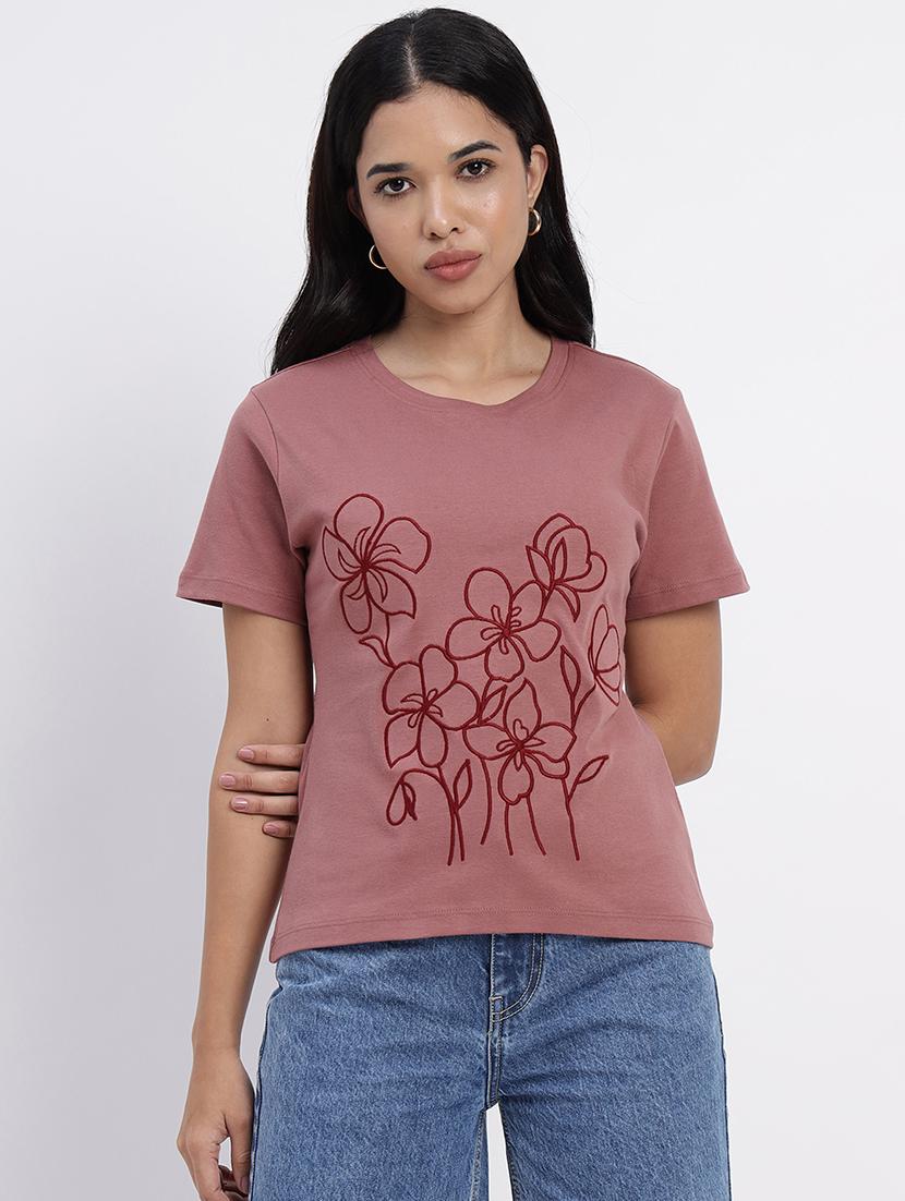 women embroidered short sleeves t-shirt - 21709850 - Zoom Image - 0